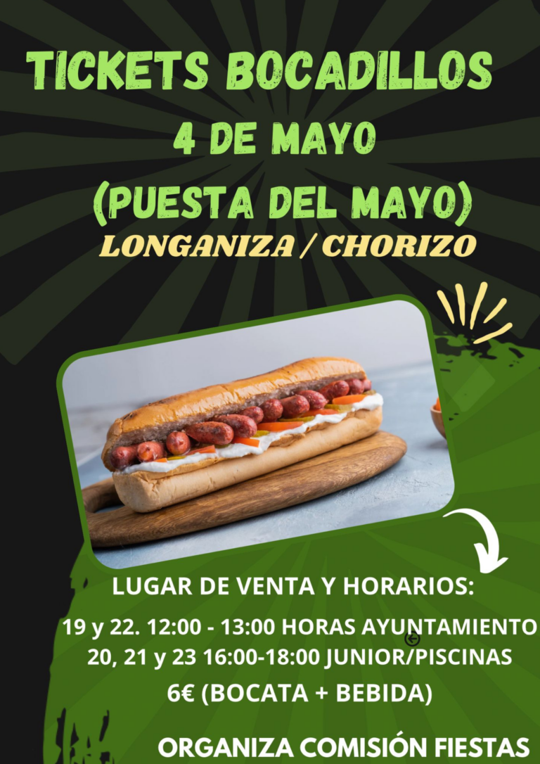 Tickets bocadillo puesta del mayo