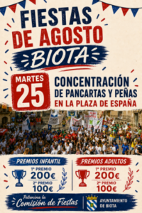 Concentración de pancartas y peñas