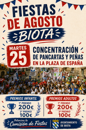 Concentración de pancartas y peñas