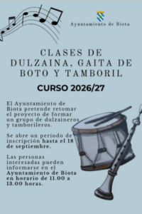 Clases de dulzaina, gaita y tamboril